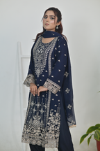 Dark Navy Blue Luxury Embroidered Occasion Edit 3PC Kurta Set
