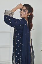 Dark Navy Blue Luxury Embroidered Occasion Edit 3PC Kurta Set