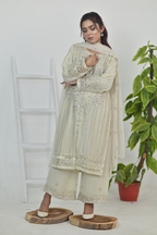 Cream Luxury Embroidered Occasion Edit  3PC Kurta Set