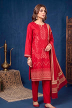 Bright Cherry Red – Premium Unstitched Embroidered Lawn 3PC Dress with Printed Dupatta
