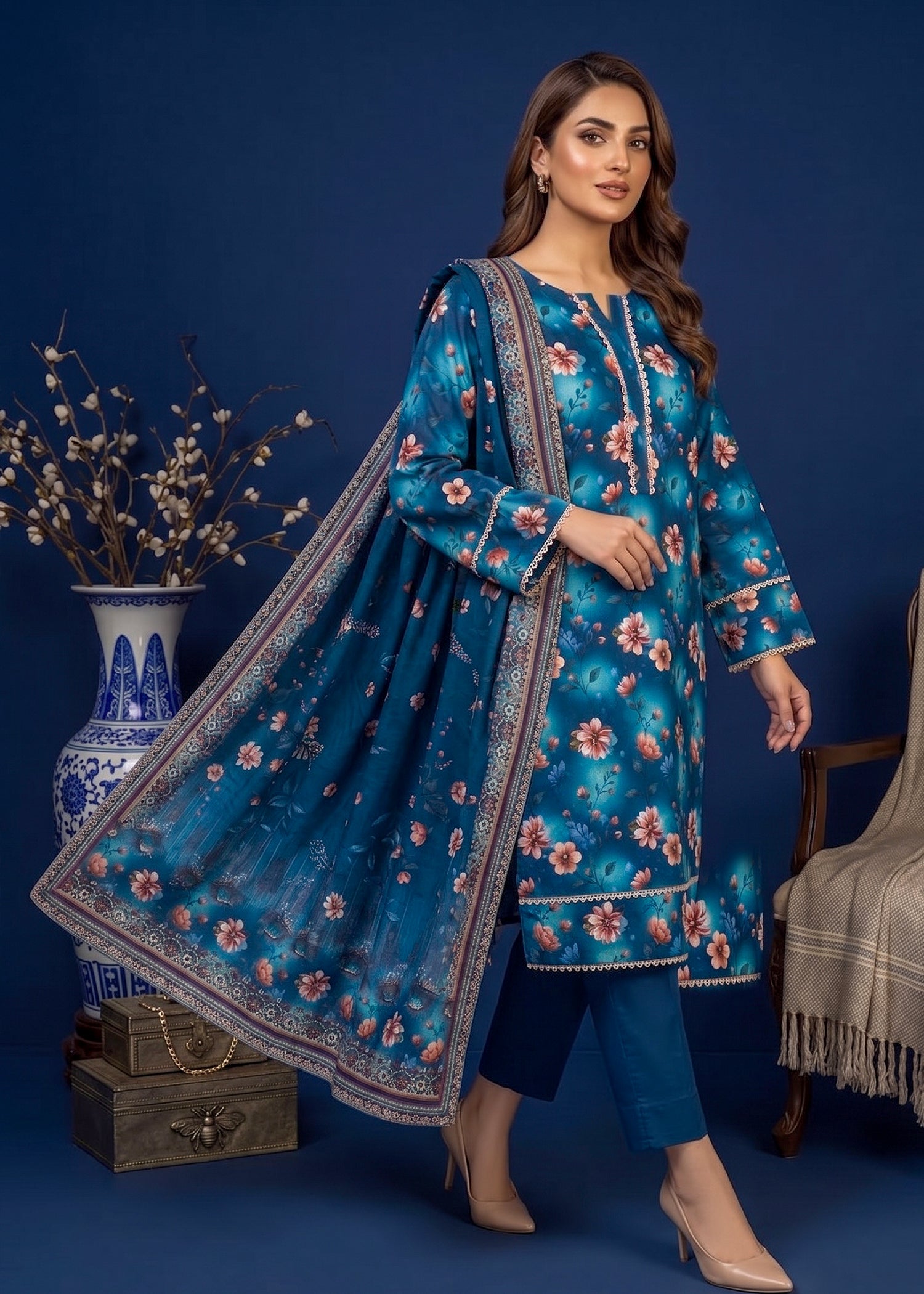 3 Piece Printed Lawn Suit - Stitched