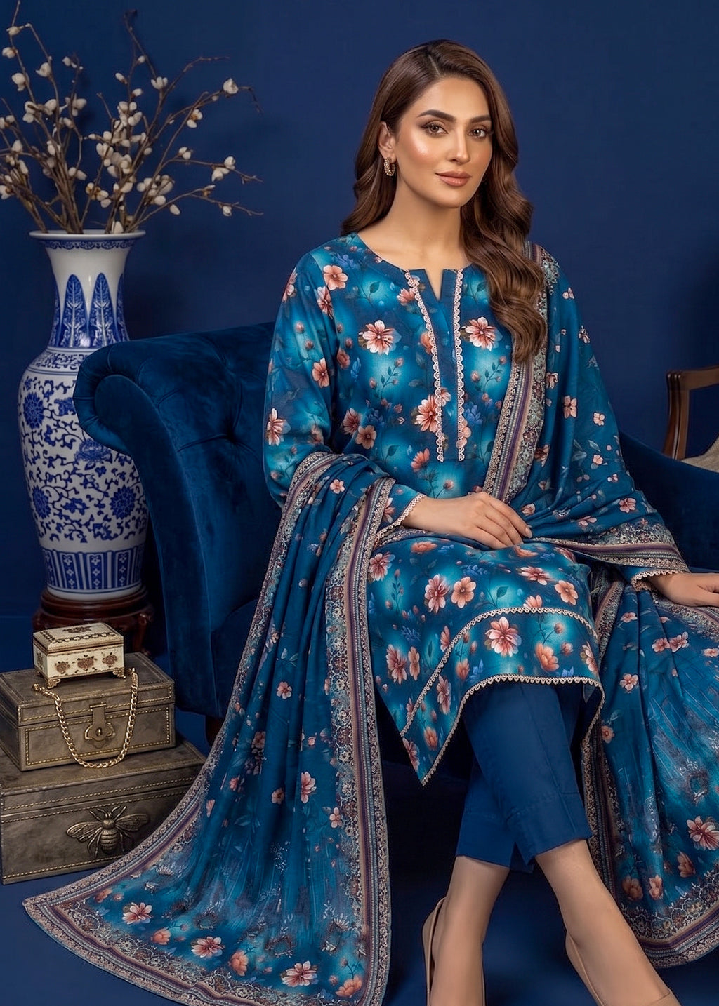 3 Piece Printed Lawn Suit - Stitched