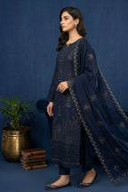 Slate Blue Grey– Premium Unstitched Embroidered Lawn 3PC Dress with Lawn Dupatta