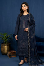 Dark Charcoal Grey  – Premium Unstitched Embroidered Lawn 3PC Dress with Chiffon Dupatta