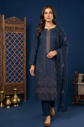 Slate Blue Grey– Premium Unstitched Embroidered Lawn 3PC Dress with Lawn Dupatta