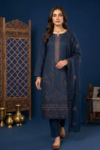Slate Blue Grey– Premium Unstitched Embroidered Lawn 3PC Dress with Lawn Dupatta