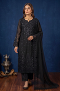 Black Jet Luxury Embroidered Occasion Edit  3PC Kurta Set