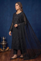 Black Jet Luxury Embroidered Occasion Edit  3PC Kurta Set