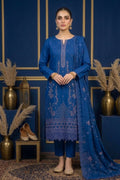 Cobalt Blue – Premium Unstitched Embroidered Lawn 3PC Dress with Printed Dupatta