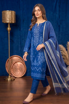 Periwinkle Blue – Premium Unstitched Embroidered Lawn 3PC Dress with Printed Dupatta