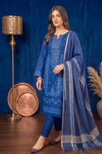 Periwinkle Blue – Premium Unstitched Embroidered Lawn 3PC Dress with Printed Dupatta