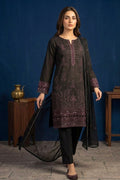 Dark Espresso Brown – Premium Unstitched Embroidered Lawn 3PC Dress with Lawn Dupatta