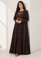 Chestnut Charm Sequin Embroidered Maxi 3PC