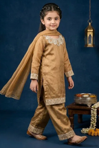 Golden Gleam – Kids Luxury Silk 3PC Dress