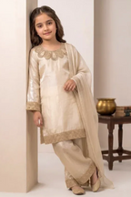 Light Beige – Kids Luxury Silk 3PC Dress