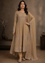 Desert Dusk – Camel Brown Luxury 3PC Maxi Dress
