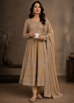 Desert Dusk – Camel Brown Luxury 3PC Maxi Dress