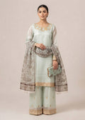Pastel Grey Luxury Embroidered Silk 3PC Dress