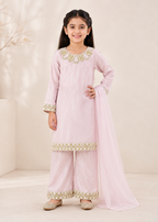 Rosé Belle – Pastel Pink Premium Silk Kids 3PC Dress