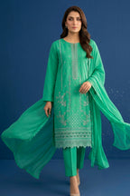Mint / Emerald Green – Premium Unstitched Embroidered Lawn 3PC Dress with Lawn Dupatta
