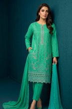 Mint / Emerald Green – Premium Unstitched Embroidered Lawn 3PC Dress with Lawn Dupatta