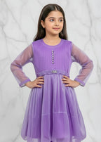 Festive Minis – Light Purple Stonework Sheesha Silk Frock