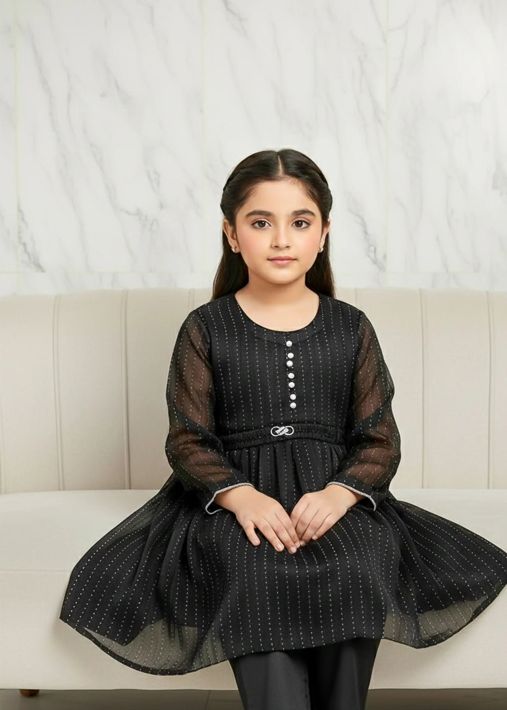 Festive Minis | Black Sheesha Silk Embellished Frock