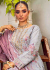 Luxury Pastel Grey Organza Embroidered 3 PC