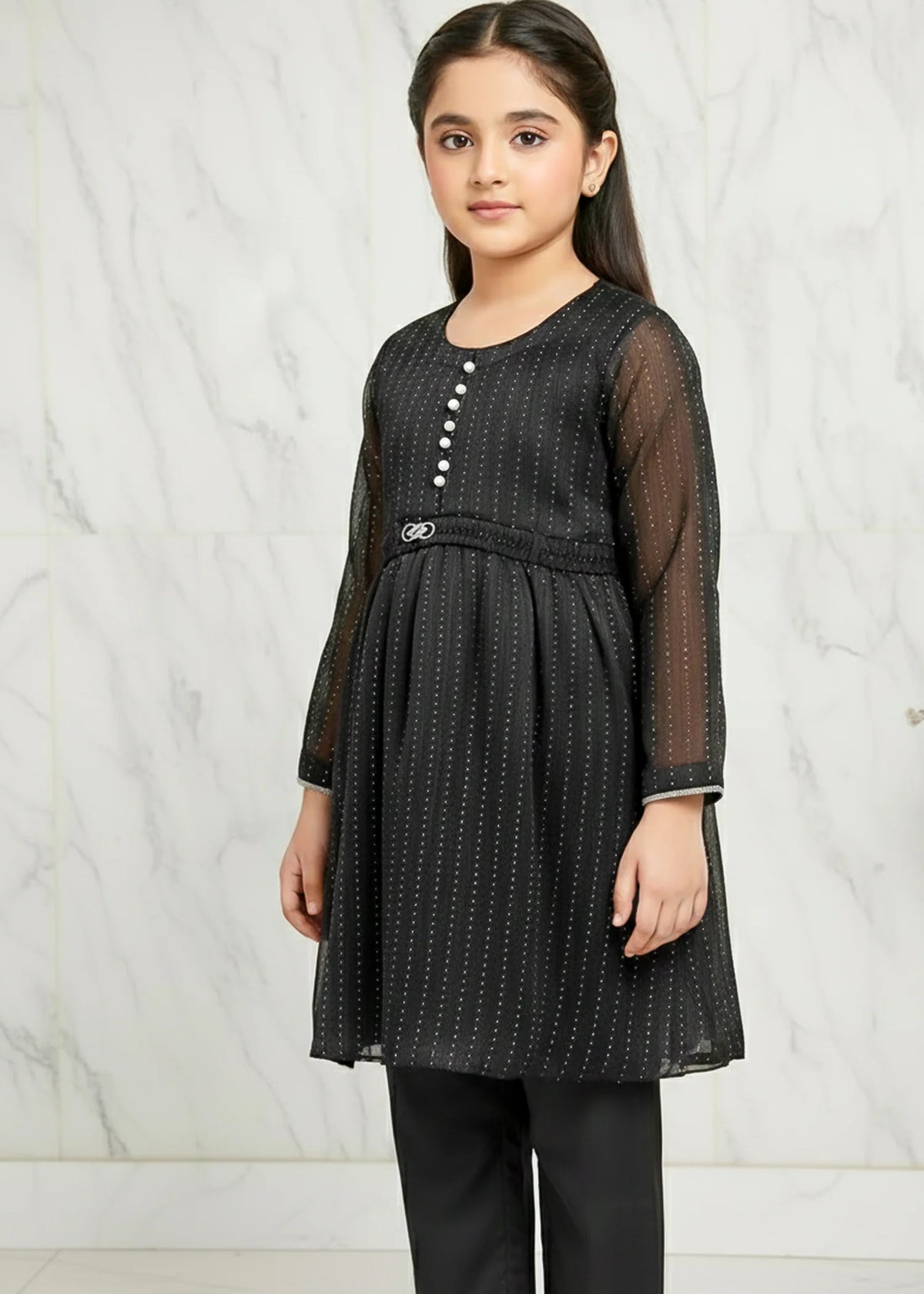 Festive Minis | Black Sheesha Silk Embellished Frock