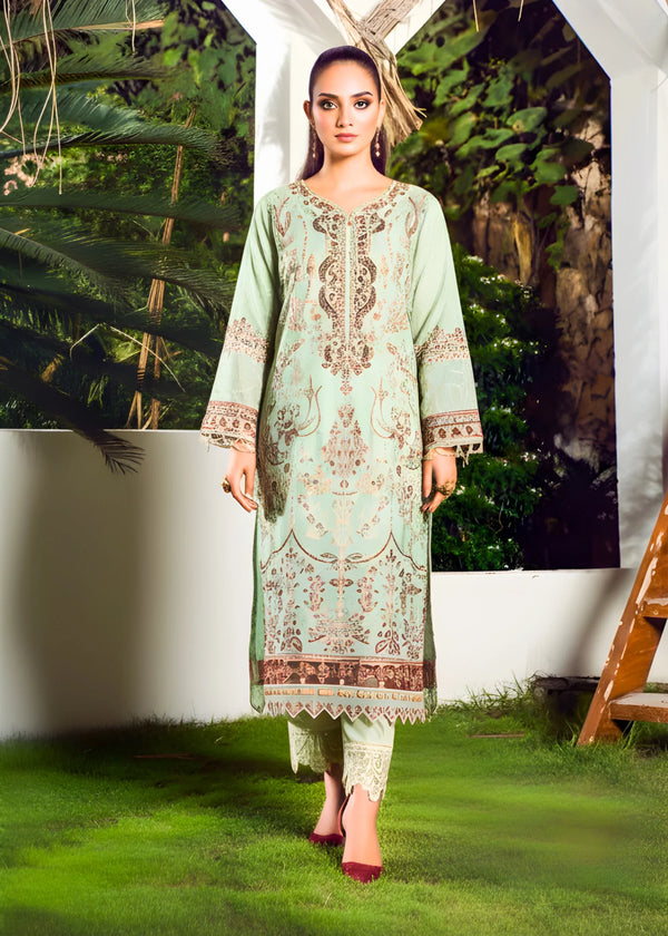 Tea Green Organza – Fully Embroidered 3 PC Set