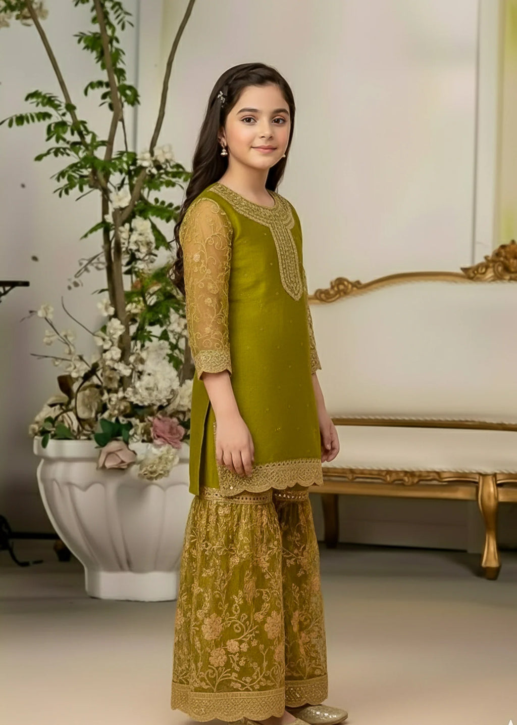 Olive Rosette – Organza Ghara Outfit