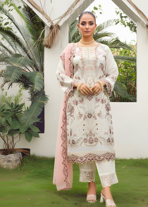 Nooré White Organza – Embroidered 3 PC Ensemble