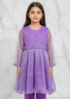 Festive Minis – Light Purple Stonework Sheesha Silk Frock
