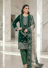 Classic Dark Green Velvet Embroidered Ensemble