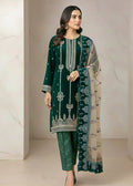 Opulent Teal Velvet Embroidered Occasion Wear
