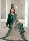 Classic Dark Green Velvet Embroidered Ensemble
