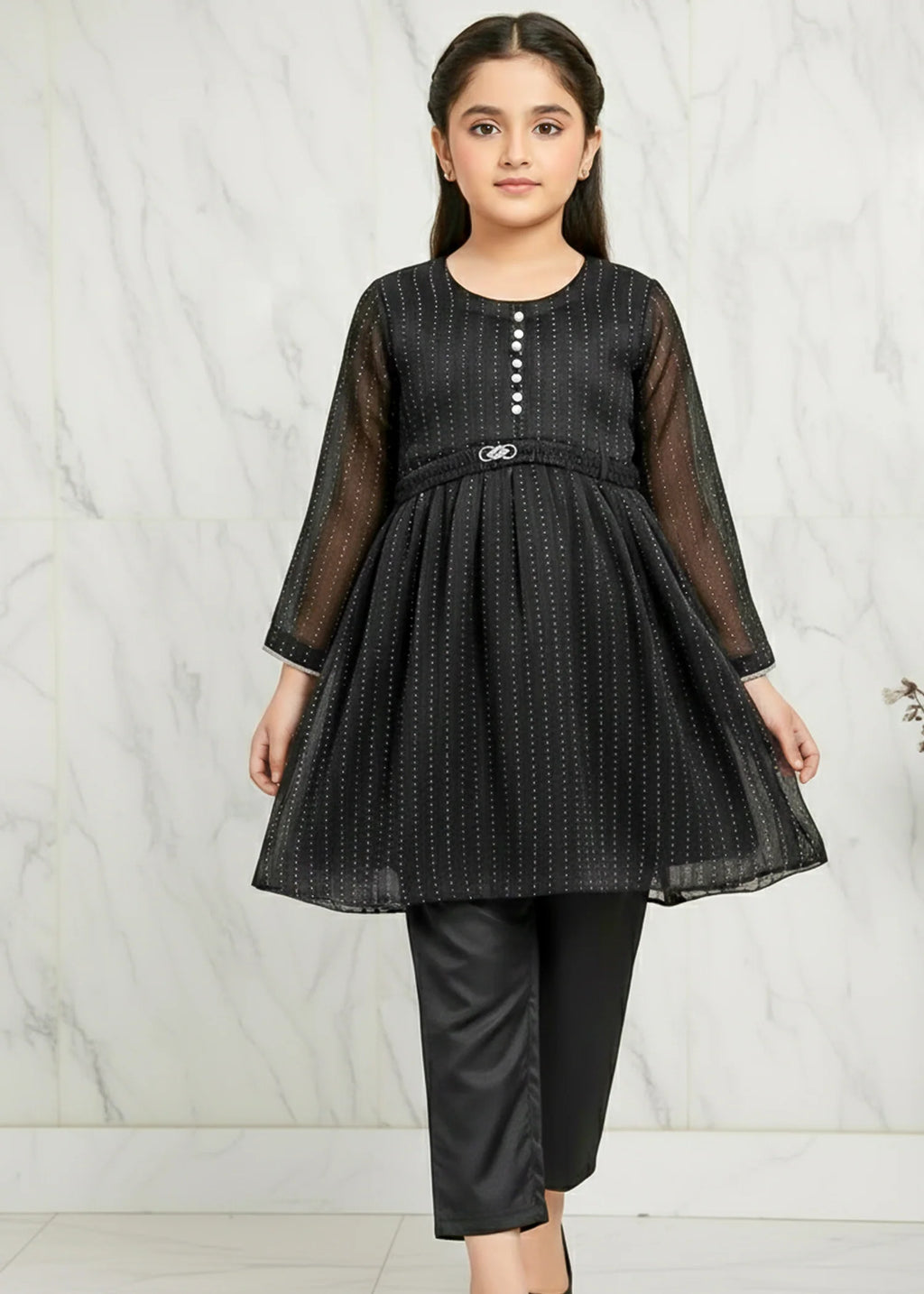 Festive Minis | Black Sheesha Silk Embellished Frock