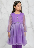Festive Minis – Light Purple Stonework Sheesha Silk Frock