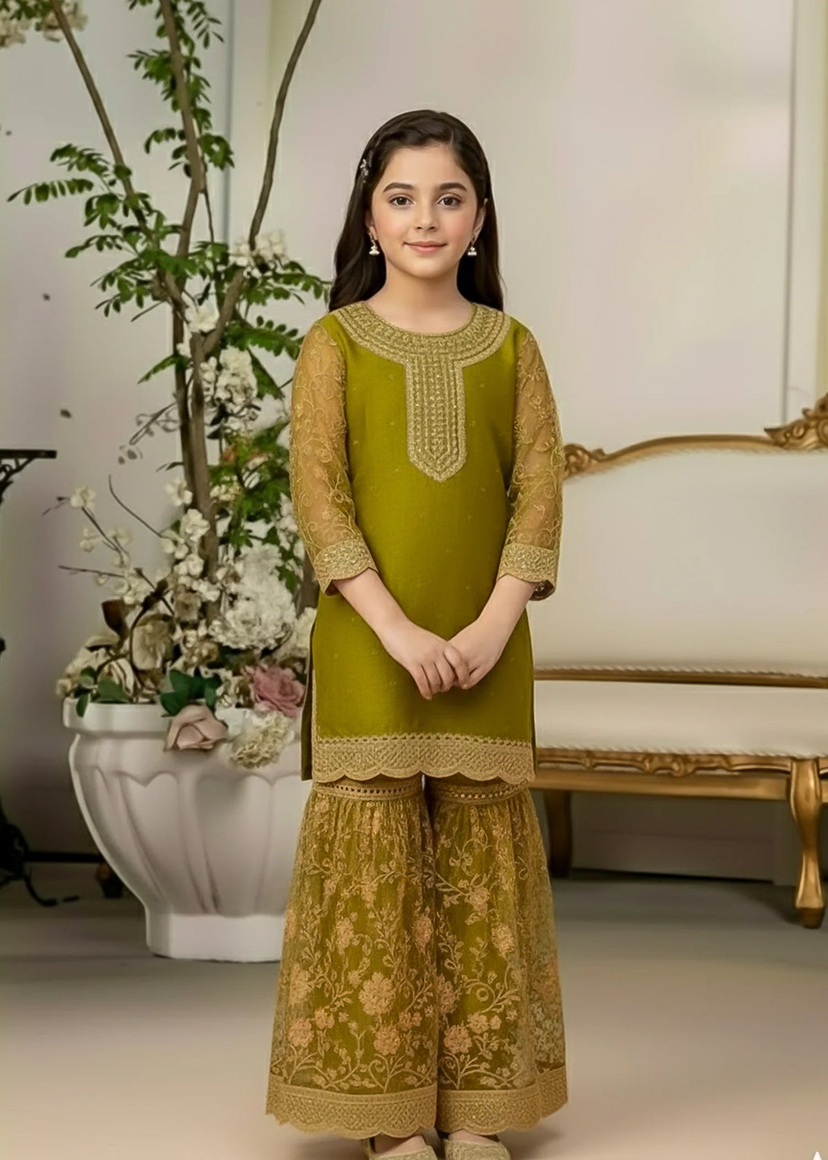 Olive Rosette – Organza Ghara Outfit