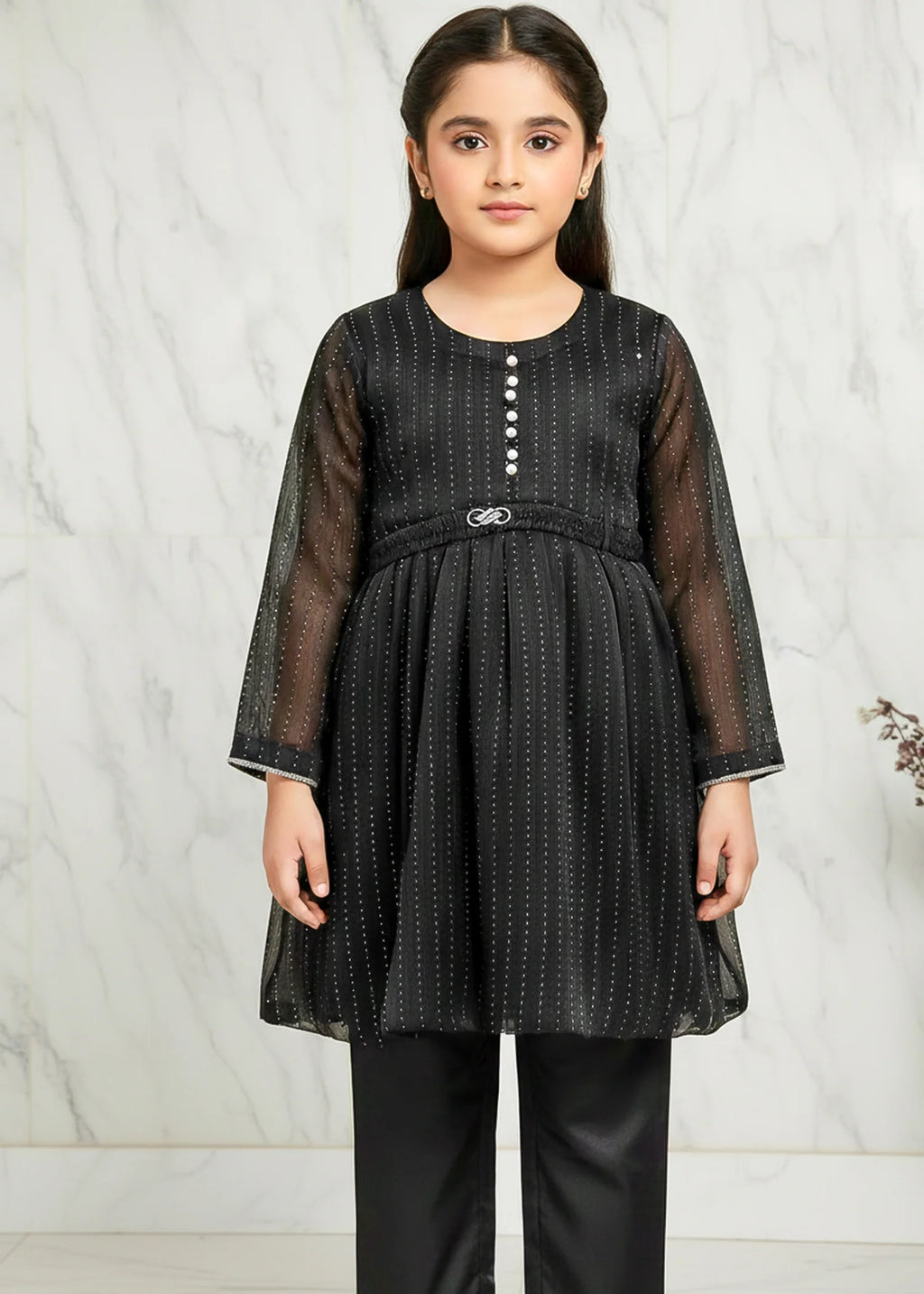 Festive Minis | Black Sheesha Silk Embellished Frock