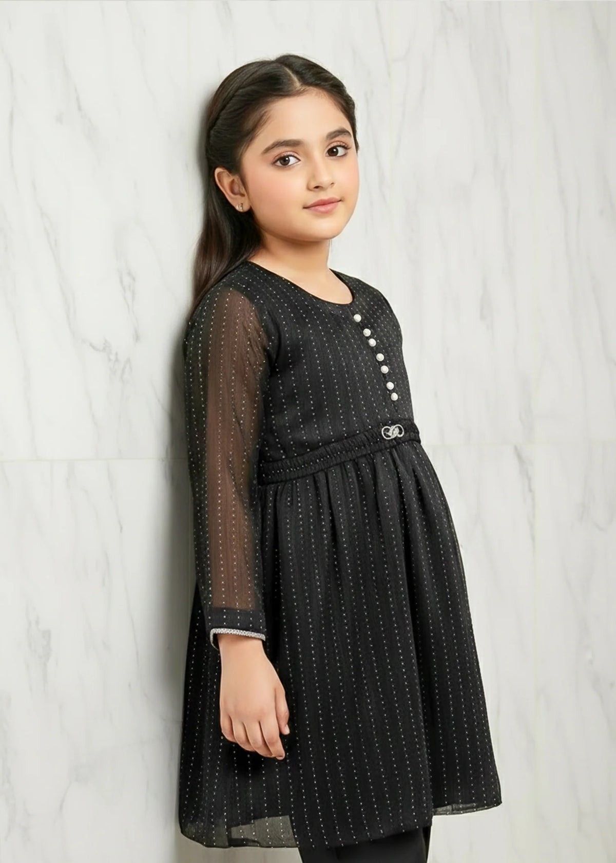 Festive Minis | Black Sheesha Silk Embellished Frock