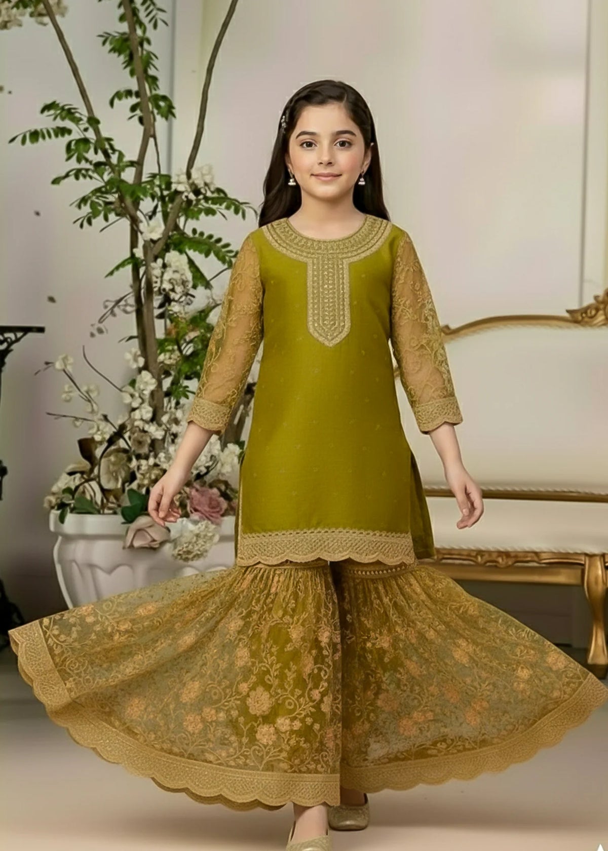 Olive Rosette – Organza Ghara Outfit