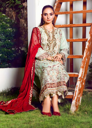 Tea Green Organza – Fully Embroidered 3 PC Set