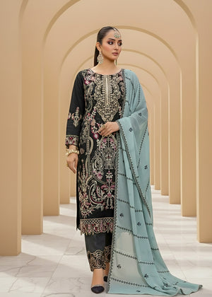 Luxury Black Organza Embroidered 3 PC