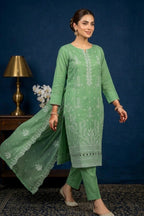 Pale Mint Green – Premium Unstitched Embroidered Lawn 3PC Dress with Chiffon Dupatta