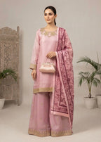 Blush Royale – Pastel Pink Luxury Embroidered Silk 3PC Dress with Net Printed Dupatta