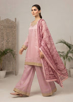 Blush Royale – Pastel Pink Luxury Embroidered Silk 3PC Dress with Net Printed Dupatta