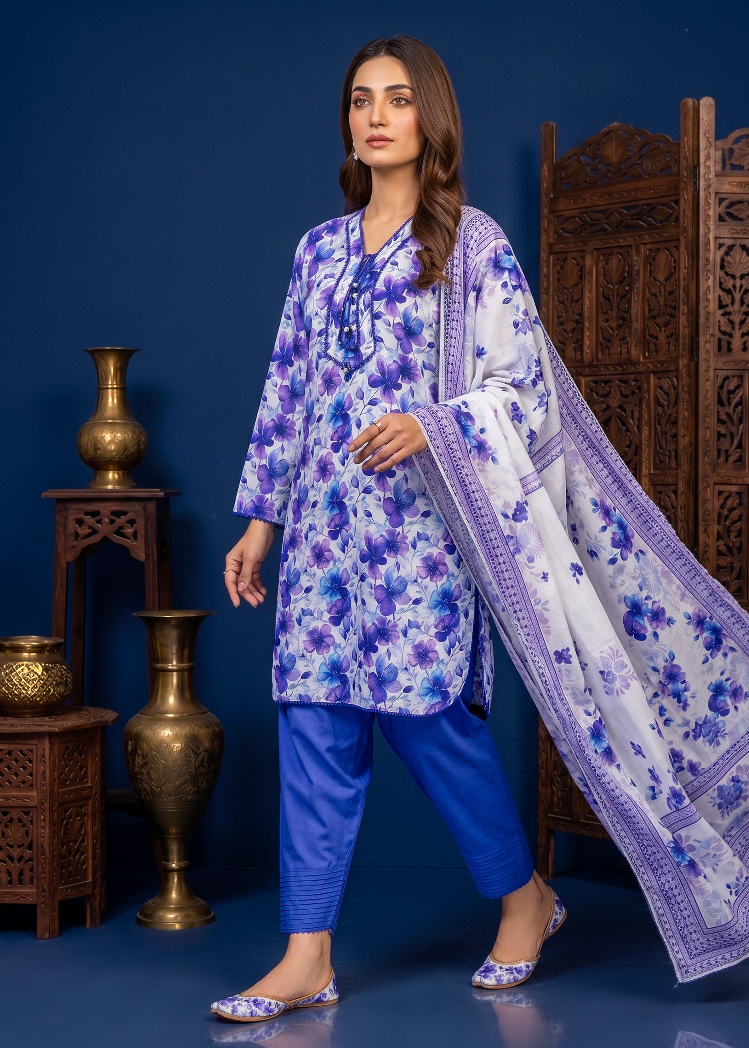 3 Piece Printed Lawn Suit - Stitched