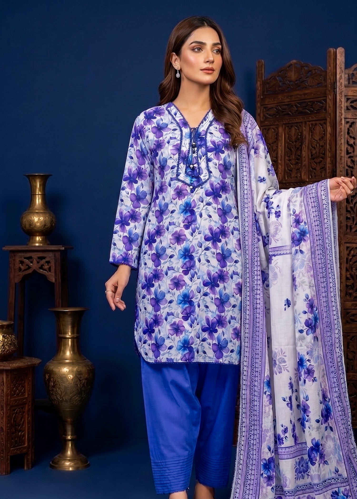 3 Piece Printed Lawn Suit - Stitched
