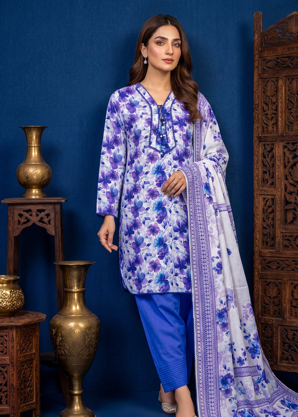 3 Piece Printed Lawn Suit - Stitched